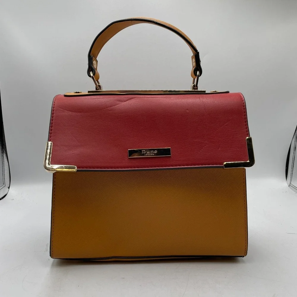 Dune London Bag Womens Rust Red Chestnut Leather Inner Pocket Top Handle Handbag